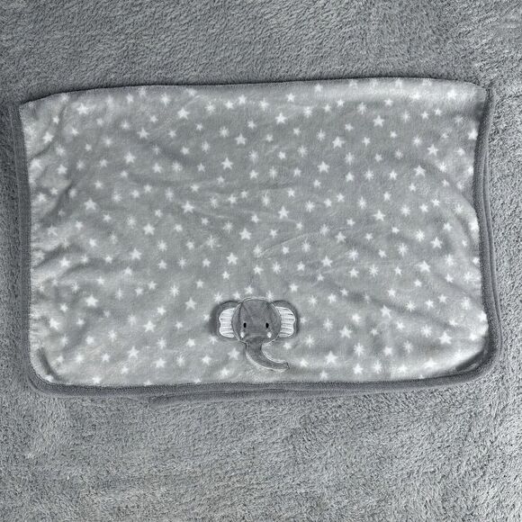 Parent's Choice Unisex Plush Baby Blanket 30 40 Grey White Elephant Stars Soft - Picture 1 of 14